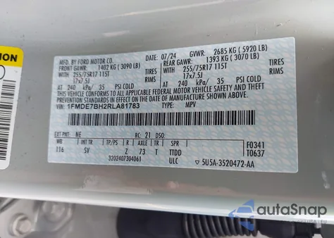 2024 Ford Bronco Big Bend from USA, damaged, VIN 1FMDE7BH2RLA81783